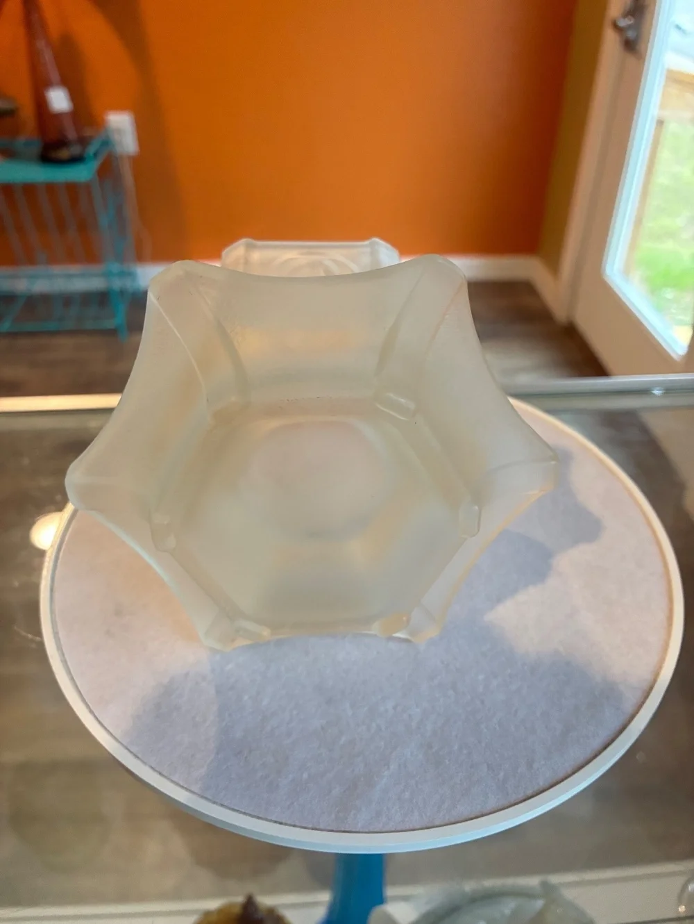 Indiana Glass Satin Pagoda Fairy Lamp Frosted Vintage Candle Holder